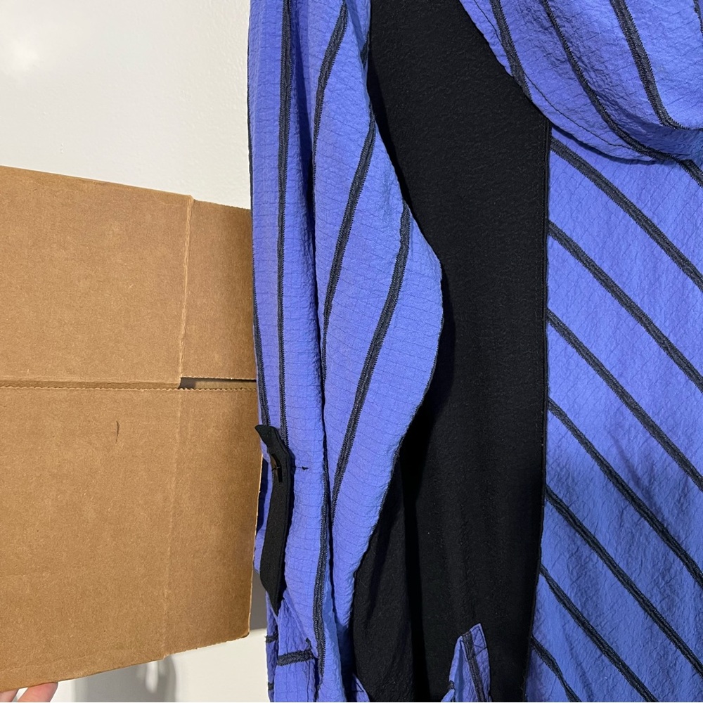 Ali Miles Asymmetrical Striped Tunic With Cowl Neck Black Violet 1X Art To Wear - Picture 2 of 10